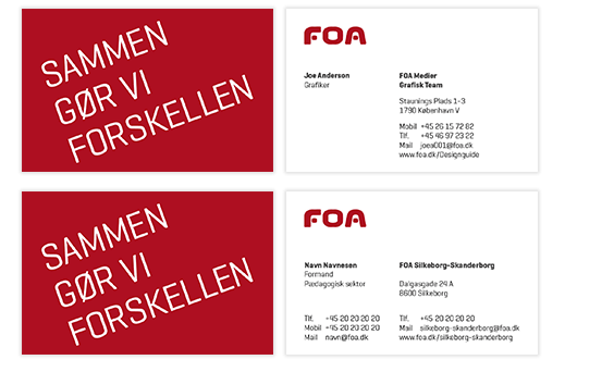 2 eksempler på visitkort